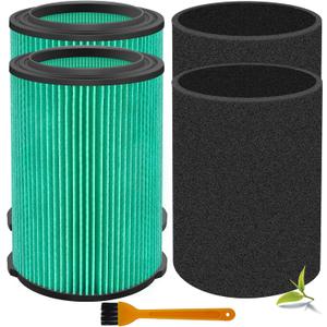VF6000 Replacement Filter for Ridgid Shop Vacuums 5-20 Gallon, Universal VF6000 Filter Fits Rigid Wet Dry Vac/Husky Shop Vacuum Filter 6-9 Gallon with Foam Sleeves- 2 Pack