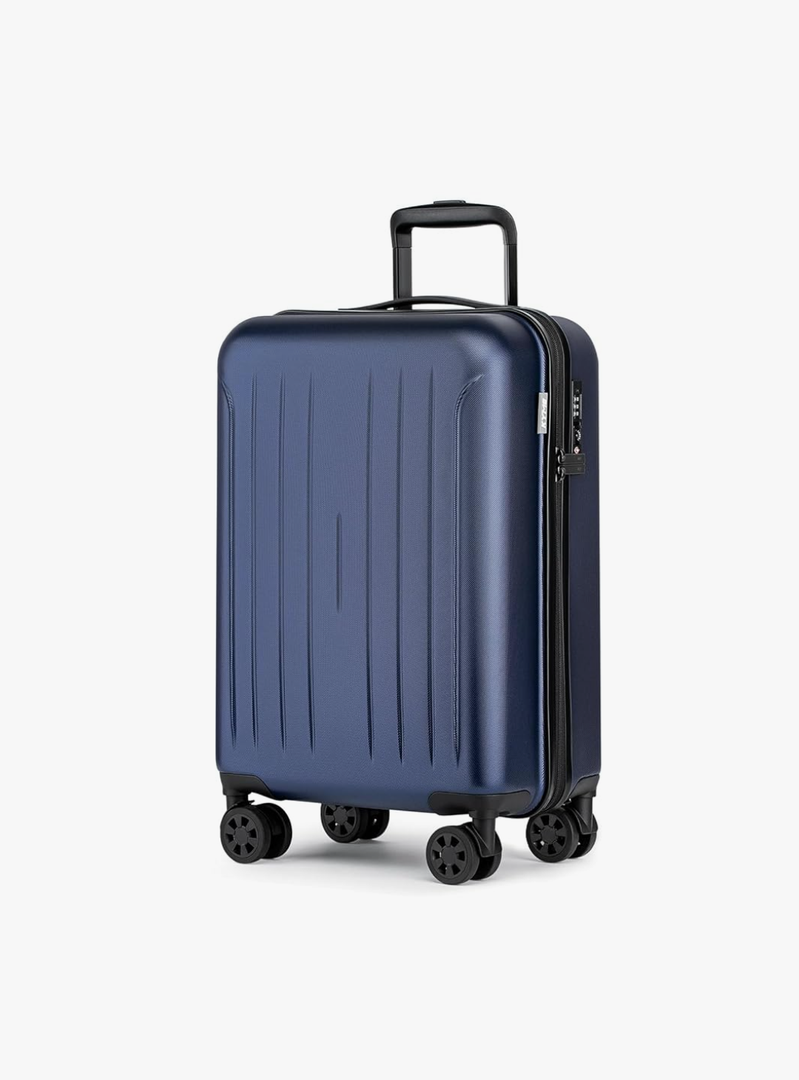 KYME Suitcase Hardshell With Double Spinner Wheels, PC+ABS TSA Lock Travel Luggage (Navy Blue, 20" Carry On)
