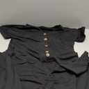 Black Neck Short Sleeve Button Belted Wide Leg Jumpsuits, Size M