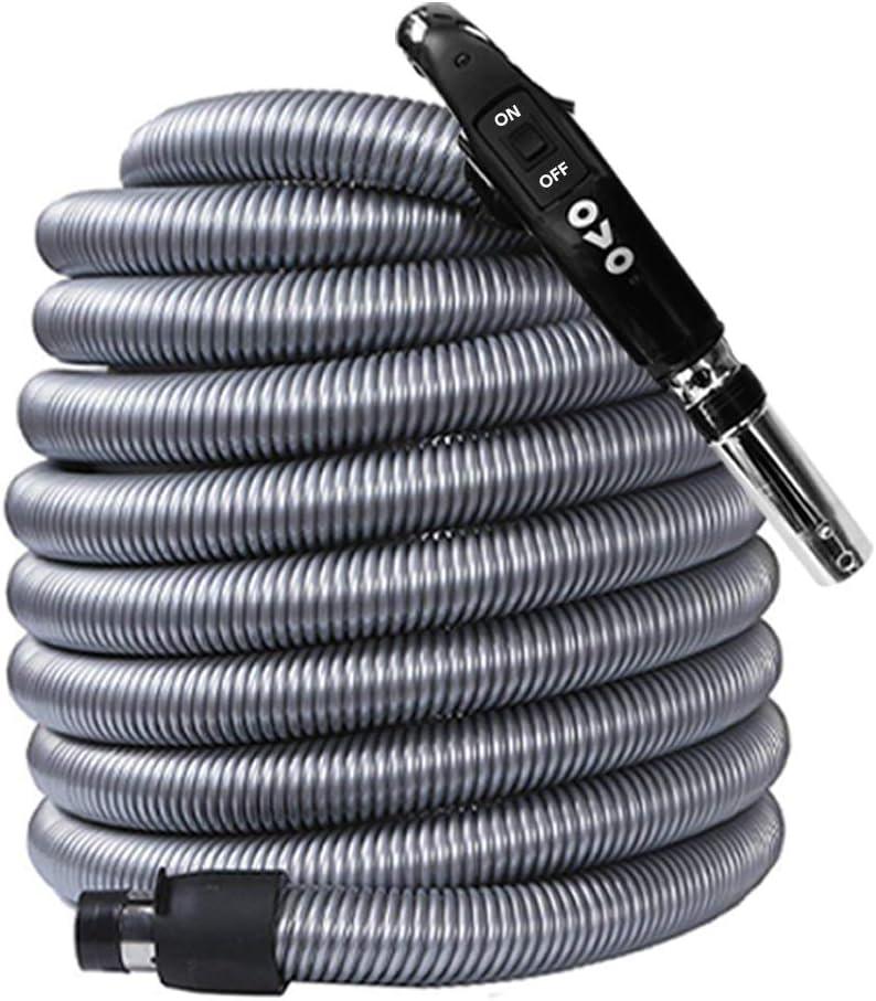 OVO Universal Central Vacuum 35ft Low Voltage Hose, Switch Control at The Handle, Fits Most Inlets, Crushproof