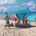 TOURIT Beach Tent Sun Shelter 11x11ft, UPF50+ Protection Beach Canopy Tent Sun Shade with Windproof Design, Outdoor Canopy for Camping, Fishing, Backyard, Blue