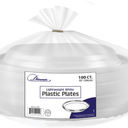 Blue Sky 100 Count Disposable Plastic Plates, 10", White