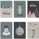 easykart labels 24 Christmas Greeting & Happy Holidays Cards with Envelopes Grey Theme Subtle Designs | 5.5 x 4 Inch For Friends, Family and loved Ones