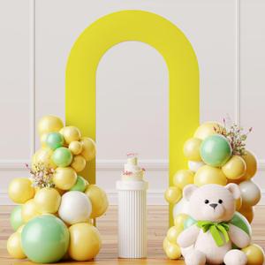 Yellow 7.2FT Open Arch Backdrop U Shaped Cover, Spandex Double Sided Arch Cover, Fitted Round Top Chiara Stand Cover for Party Wedding Ceremony Baby Shower Birthday Decoration