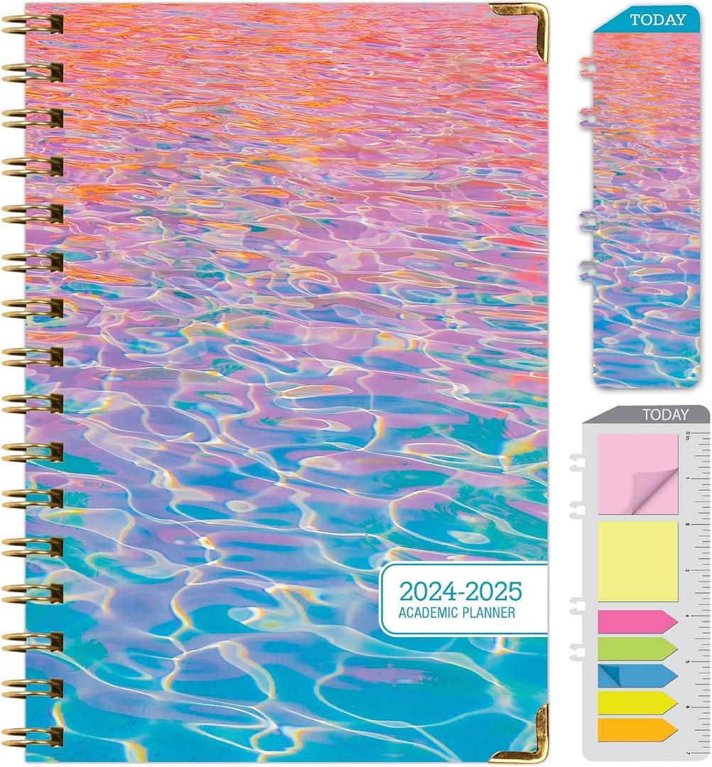 HARDCOVER Academic Year 2024-2025 Planner: (June 2024 Through July 2025) 5.5"x8" Daily Weekly Monthly Planner Yearly Agenda. Bookmark, Pocket Folder and Sticky Note Set (Summer Bliss)