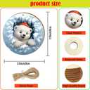 Christmas Animal Ornaments Set, 36 Piece Round Wooden Decorations, 12 Unique Winter Designs, 3.15 Inch, DIY Paintable Back with Hemp Rope for Tree Decor