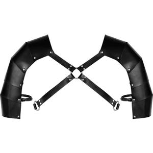 SATINIOR Leather Shoulder Armor Buckles Medieval Faux Leather Pauldron Vintage Mercenary Knight Chest Armor Steampunk Harness Renaissance Viking Accessories for Party Cosplay Halloween