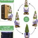 Nacome Solar Garden Outdoor Statues Gnome with Succulent and 7 LED Lights - Lawn Decor for Patio, Balcony, Yard Ornament for Mom Grandma Women