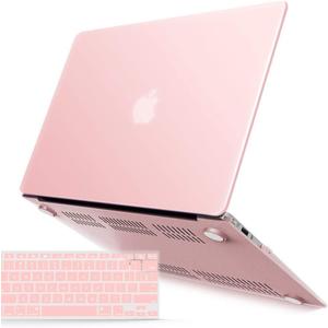 IBENZER Compatible with MacBook Air 11 Inch Case Model A1370 A1465, Soft Touch Plastic Hard Shell Case Bundle with Keyboard Cover for Mac Air 11, Rose Quartz, A1101RQ+1