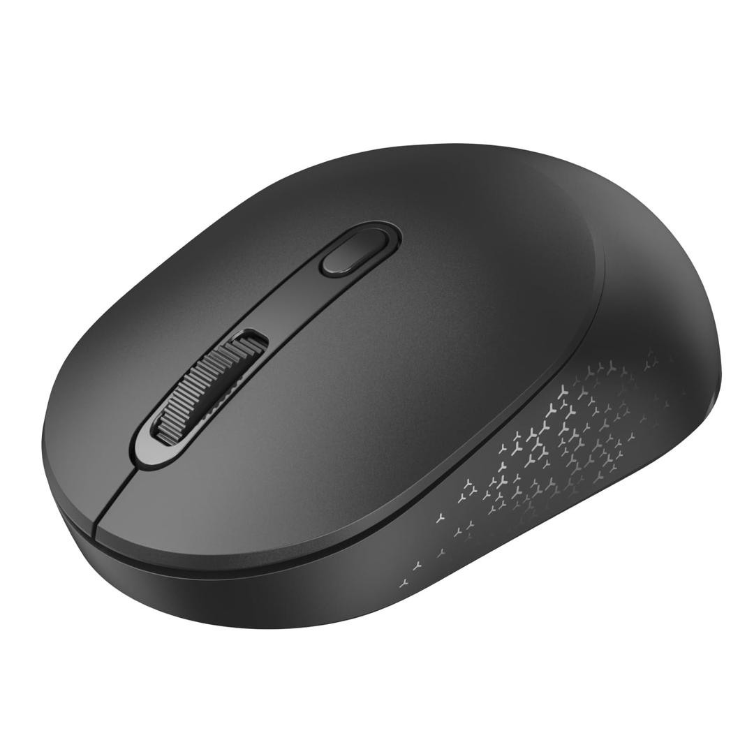 TECKNET Bluetooth Wireless Mouse, Bluetooth 5.0 & 2.4G USB-A Receiver, Compact & Portable, Silent Click, Ergonomic Symmetrical Design, 18-Month Battery, Adjustable DPI, Wide Compatibility - Black