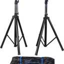 Rockville RVES1 Tripod DJ PA Speaker Stands (Pair) with Carry Bag, Steel Construction, 100 lbs Capacity, Height Adjustable upto 71 Inches, Perfect for Events and Performances