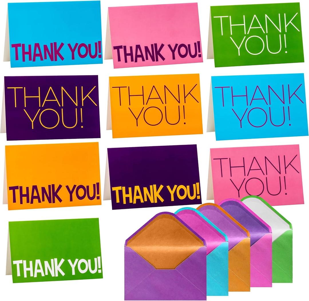 Thank You Cards Bulk with Envelopes, 50 Pack, 4x6 Blank Assorted Greeting Cards for Birthdays, Baby Showers, Small Business (50 pcs, Boys)