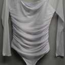 PINKMSTYLE Womens Square Neck Mesh Long Sleeve Bodysuit Shapewear Corset Tops Sexy Concert Outfits Party Shirts, M
