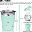 Tiblue Kids & Toddler Cups, 4 Pack 8oz Spill Proof Stainless Steel Tumblers with Leak Proof Lids, Silicone Straw with Stopper & Sleeve, BPA FREE Snack Smoothie Drinking Cup for Baby Girls Boys (Coastal)