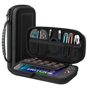 TiMOVO Carrying Case for Nintendo Switch 2 (2025), Large Capacity Protective Hard Shell Portable Travel Case Pouch for Switch 2, with 10 Game Card Slots and Pockets for Console & Accessories, Black