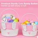 CubesLand Empty Easter Basket for Kids Babies Boys and Girls, Cute Easter Treasure Hunt Bunny Basket, Sturdy Cotton Rope Gift Basket, Egg Hunts, Festive Decor & Gift Ideas - Pink, Large