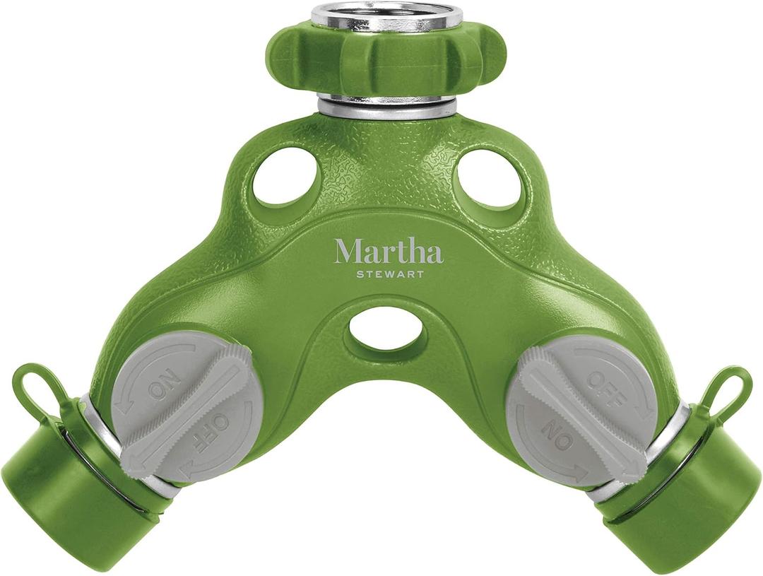 Martha Stewart MTS-TA2M 2-Way Metal Body Heavy-Duty Garden Hose Tap Adapter Faucet Y-Splitter