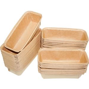 50PCS Paper Loaf Pan, Rectangle Loaf Pans, Disposable Baking Loft Mold, Kraft Bread Loaf Pan, Disposable Paper Baking Loft Pans, Microwave Oven Freezer Safe (Medium)