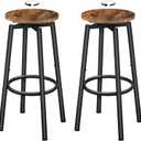 HOOBRO Bar Stools, Swivel Bar Stools Set of 2, 24.9" Round Bar Chairs, Backless Modern Breakfast Chairs, with Adjustable Feet, for Kitchen Islands, Bar, Cafe, Rustic Brown and Black BF24BY01