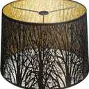 ALUCSET Extra Large Lampshade 14'' Top 16'' Bottom 11'' High Etched Metal Forest Design Metal Lamp Shade For Floor Lamps in Living Room, Bedroom, Decor, Spider Fitter, Antique Bronze and Gold Plated