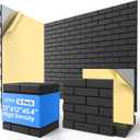 12 Pack Acoustic Panels with Self Adhesive, 12" X 12" X 0.4" High Density Sound Proof Foam Panels for Walls, Soundproof Wall Panels, Brick Sound Absorbing Panels for Home Studio Office Decor - Black