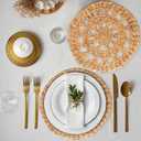 MIXUMON Woven Placemats Round, Natural Water Hyacinth Wicker Placemat for Dining Table, Large Handmade Woven Placemats Heat Resistant Non-Slip (12" - Set of 6)