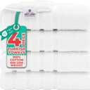 American Soft Linen Luxury 4 Piece Bath Towel Set, 600 GSM 100% Cotton Turkish Bath Towels for Bathroom, 27x54 in Extra Large Bathroom Shower Towels, White