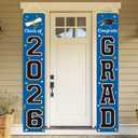 KMUYSL Graduation Decorations Class of 2026, Graduation Party Decorations 2026, Blue & Black Congrats Grad Banner Hanging Flags Porch Sign for Any School Indoor/Outdoor Decor