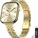 MioHHR Slim Metal Band Compatible with Apple Watch Band 42mm(Series 11 10) 41mm(Series 9 8 7) 40mm(Series 6 5 4 SE3/2/1) 38mm(Series 3 2 1),Stainless Steel iWatch Bands for Women,Gold