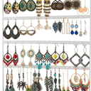 Earring Holder Stand Jewelry Organizer Display Rack 5 Tier 100 Holes with Wood Base for Earrings and Ear Studs (White)