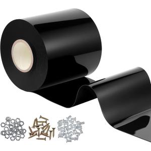 SmoothNovelty 50 ft Long Black Plastic Strip Door Curtain Kit 8 Width x 0.06 Thickness Include Wall Jamb Mount Hanger Set, Black PVC Freezer Door Curtain Fit Walk in Cooler Warehouse Garage Gate