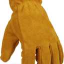 OZERO 2 Pairs Winter Leather Work Gloves for Men Women: Thermal Thick Lining Windproof Water-resistant Glove for Outdoor Cold Weather Working Gold, X-Large