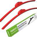OEM QUALITY 22" + 22" PARRATI Premium All-Season Bright Red Windshield Wiper Blades (Set of 2)