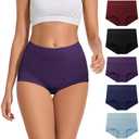 ALLBASE 5 Pack Womens Cotton High Waisted Full Coverage Underwear(Regular & Plus Size) Size XL