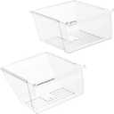 [2 Pack] 2188656 (Upper) & 2188664 (Lower) Upgraded Crisper Bin Refrigerator Drawers,Compatible With Whirlpool Refrigerator,Kenmore Refrigerator Drawer,WP2188656 Fridge Drawer Humidity Control