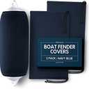 Byllstore Boat Fender Covers  Black & Navy Blue | 1, 2 & 4-Pack | Polyester (2-Pack, Navy Blue, 10″ x 26″)
