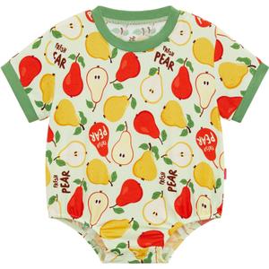EASWEET Baby Boy Romper Soft Bamboo-derived Viscose Short Sleeve Baby Boy Bodysuit, Sweet Pears, 6-12 Months
