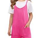 Tongmingyun Girls Summer Sleeveless Casual Romper Spaghetti Strap Shorts Jumpsuit with Pockets.S