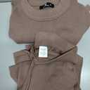 LILLUSORY Women 2 Piece Outfits Sweatsuit Oversized Knit Pullover Sweater Tops Wide Leg Pants Lounge Set (Medium, Nutmeg)