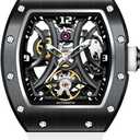 Paras Crown Automatic Watches for Men Mechanical Watch Stainless Case 50M Waterproof Fashion Luxury Wrist Watches for Men (White)