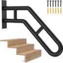 Handrail for Outdoor Grab Bar Frossvt Wall Mount Handrail, 25.8'' Garage, Porch, Garden 1 to 3 Steps Stairs Black