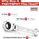 Jaeger 9/16 Inch Flex Head Ratchet Wrench, 4 Degree Swing arc, 12-Point Ratchet Combination Wrench, 90-Tooth