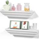 Alsonerbay Floating Shelves - White Rustic Wall Shelves, 2 Pack (17 Inch) for Bedroom, Living Room, Bathroom