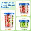 BiuLeon 12 Pack- 34/24/17oz Freezer Storage Containers, Plastic Food Storage Containers with Twist Top Lids, BPA Free and Reusable Soup Containers with Lids, Leakproof/Microwave/Dishwasher Safe