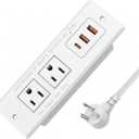 Recessed Power Strip, Flush Mount, 20W USB-C, 45°Flat Plug, 6FT Cord | Hidden Charger Station, Recessed Outlet for Desk Drawer, Home Office Furniture, White, ETL Listed