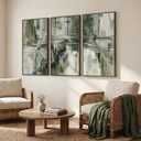 Large Framed Modern Green Abstract Wall Art for Living Room, 3 Piece 20x40, 20" W x 40" H x 3pcs