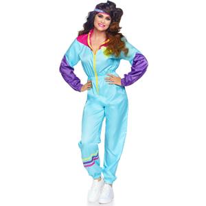 Leg Avenue Women's 2 Pc 80s Track Suit Costume With Jumpsuit, Headband