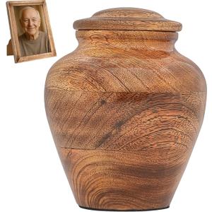 Wooden Cremation Urns for Human Ashes with Photo Frame, Mango Wood Memorial Urn for Adults, Men & Women Decorative Funeral Urn 5x4 (20 Cu in)