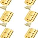 uxcell 6pcs Toggle Catch Lock, 1.7" x 1.3" Hasp Lock Latch Mini Hasp Clasp with Mounting Screws for Jewelry Box Gift Box Wooden Cabinet, Bright Gold