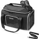 Petskd Top and Side Expandable Pet Carrier 17x11x9.5 Inches Alaska Airline Approved, SoftSided Carrier for Small Cats and Dogs with Locking Safety Zippers and AntiScratch Mesh(Black)